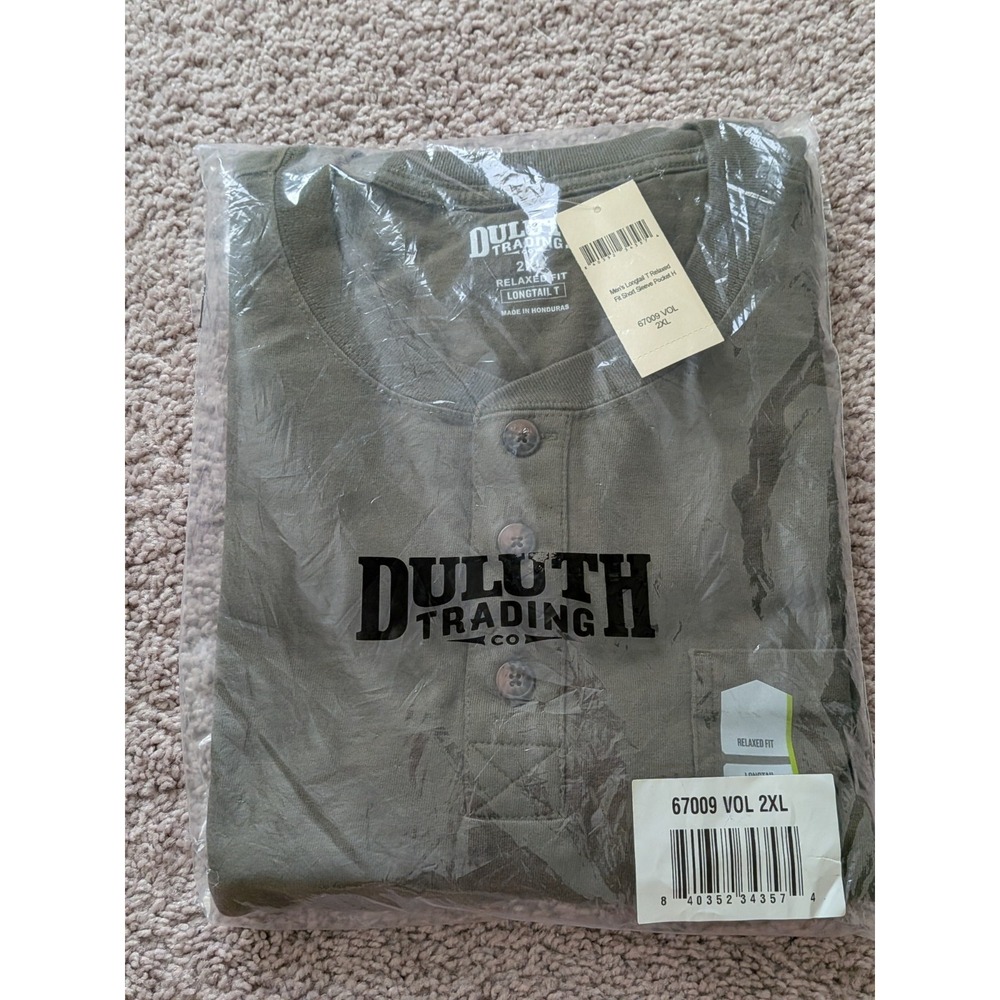 Duluth Mens Longtail T Relaxed Fit SS Henley Pocket Size 2XL Brown VOL NWT